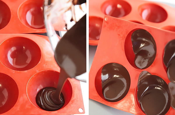 9 شکلات پر شده با کیک های قلبی شکل( همراه با سس شکلاتی نوتلا)