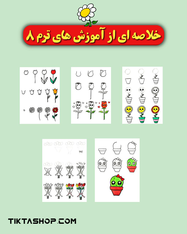 آموزش نقاشی کودکان ||آموزش نقاشی گل‌های زیبا و رنگارنگ