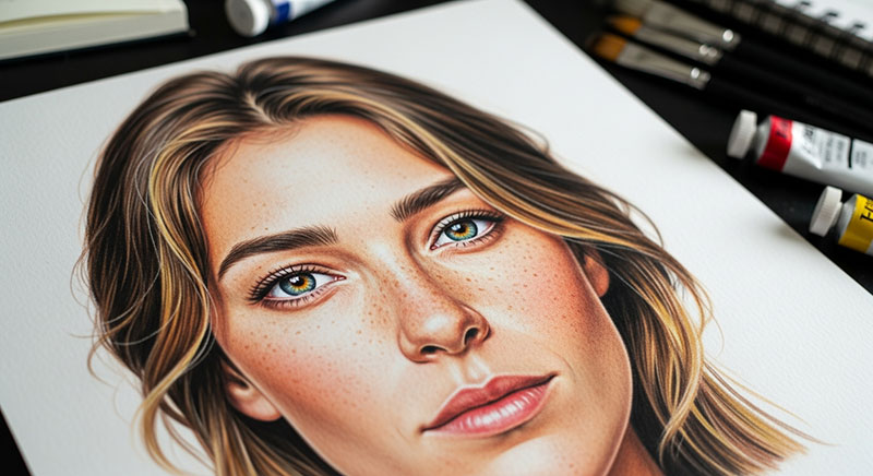 سفارش نقاشی چهره با مداد رنگی