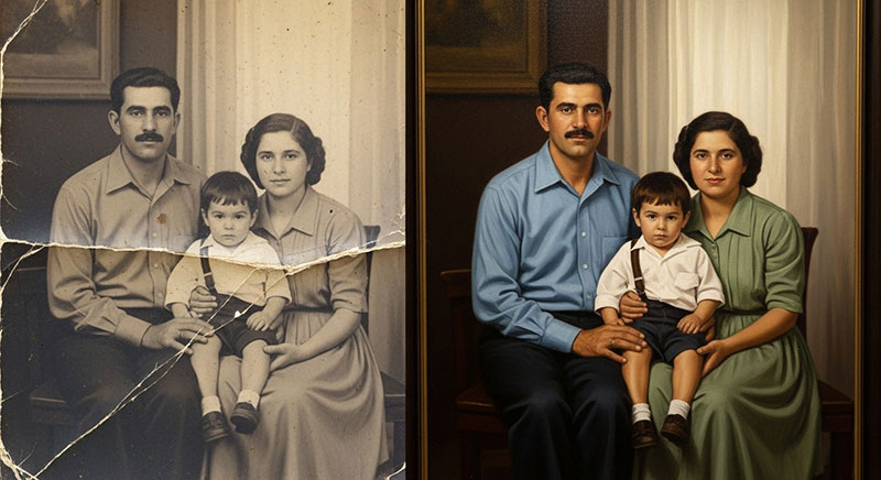 بازسازی عکس های قدیمی و بی کیفیت با هنر نقاشی