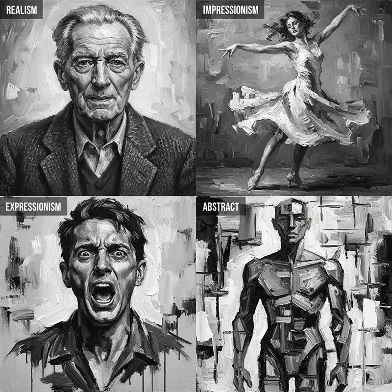 Untitled1 6 انواع سبکهای نقاشی سیاهقلم